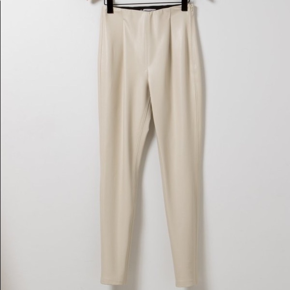DOROTHEE SCHUMACHER Cream Faux Leather Pant M / designer size 3